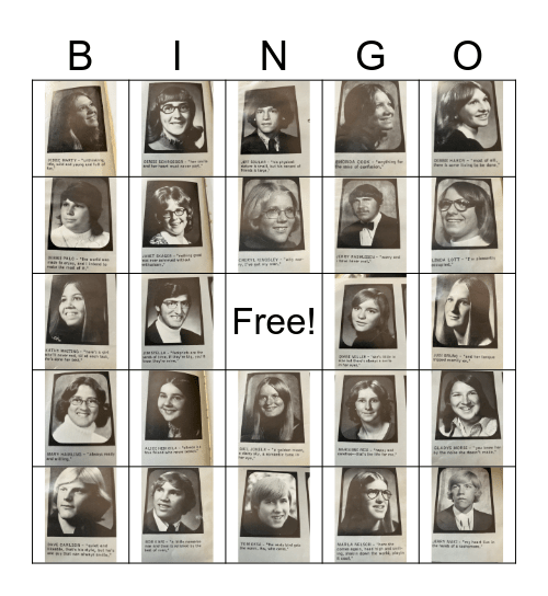 E1974 Bingo Card