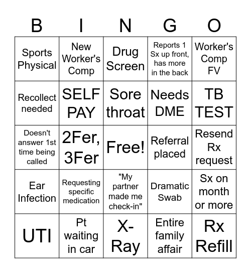 Medical Assistant Bingo Card