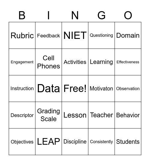 PD Bingo Card