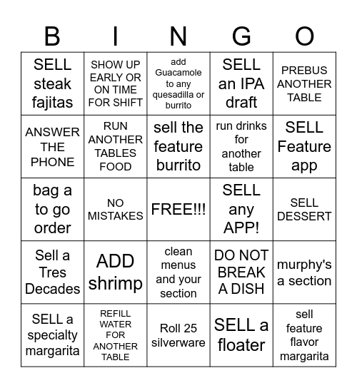 SERVER BINGO Card