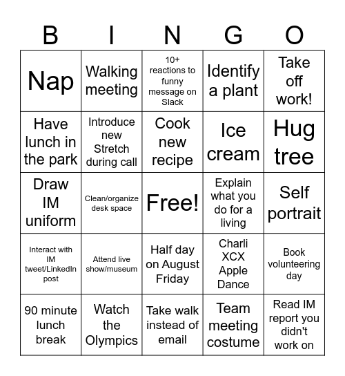 IM Bingo Cleo Bingo Card