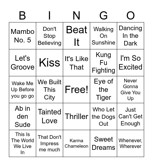 Party Mix Bingo Card