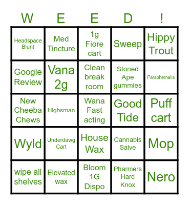 Prize Bingo Card