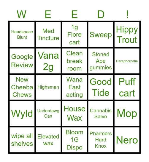 Prize Bingo Card