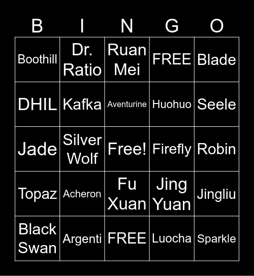 Limited 5*s Bingo Card