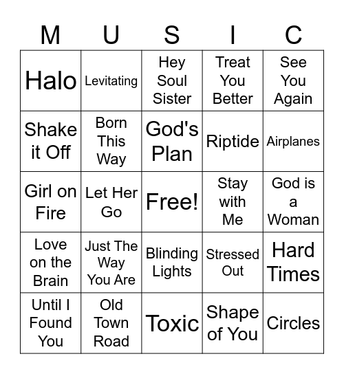 Music Bingo Card