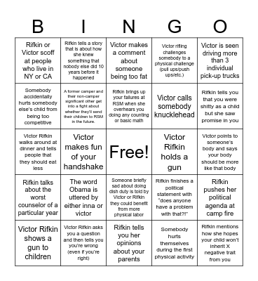 RSM reunion Bingo Card
