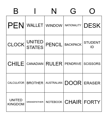 Untitled Bingo Card