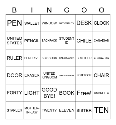 Untitled Bingo Card