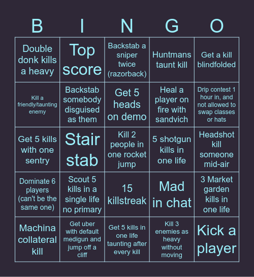 Team fort 3 Bingo Card