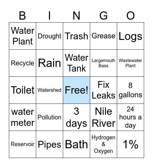 WATER BINGO Card