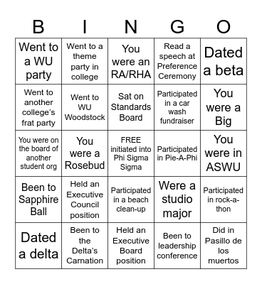 Phi Sigma Sigma Zeta Alpha Bingo Card