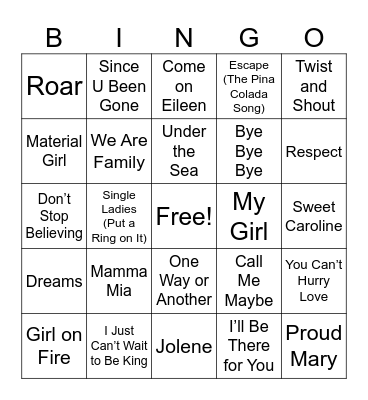 MUSIC BINGO Card