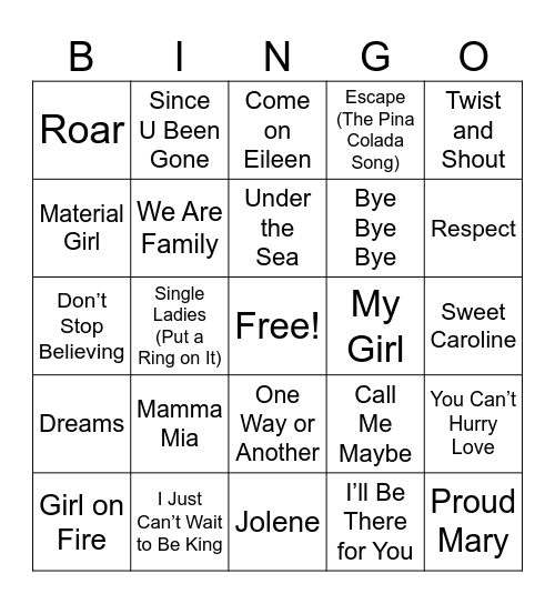MUSIC BINGO Card