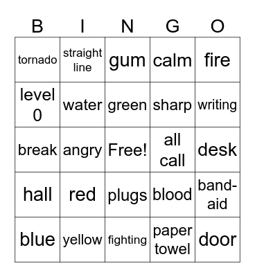 Safety Bingo Card