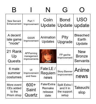 FGO Anny Bingo Card