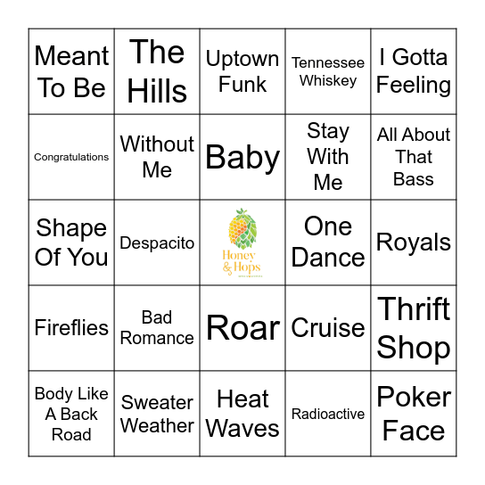 Summer Hits Bingo Card