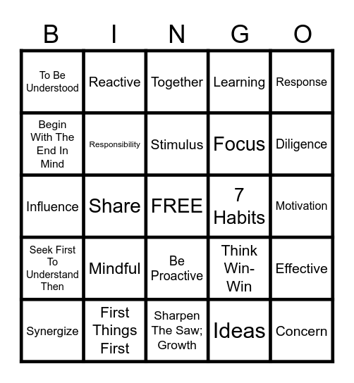 7 Habits Bingo Card