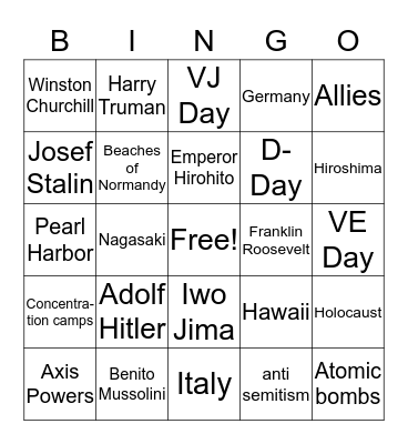 World War II  Bingo Card