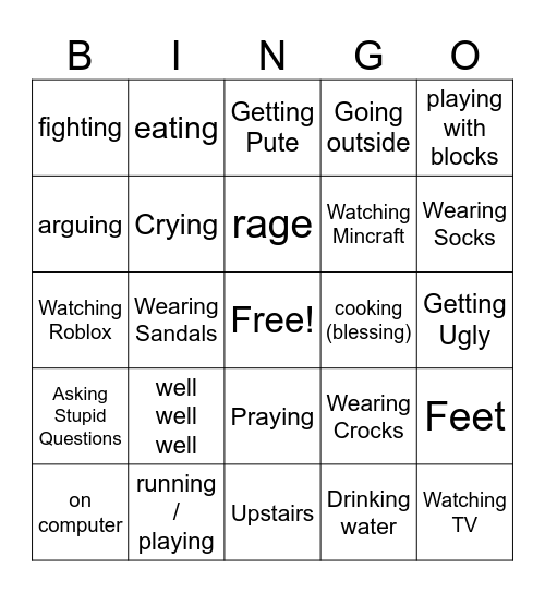 What they are doing 🤔 Bingo Card