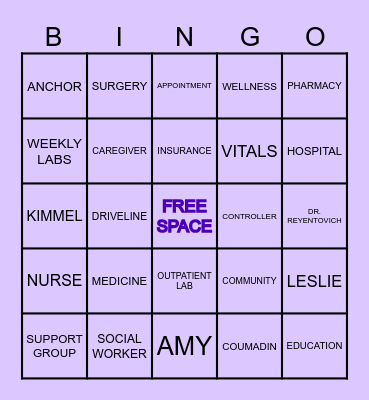 NYU LVAD BINGO Card