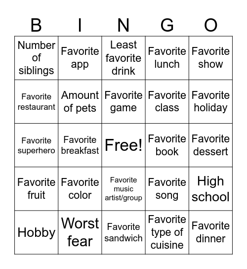 Find someone who has the same Bingo Card