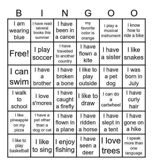 People Bingo Card