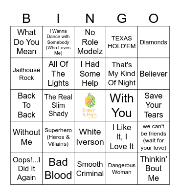 Platinum Artists Bingo Card