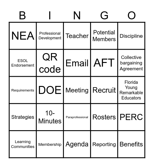 DTU BACK TO SCHOOL Bingo Card