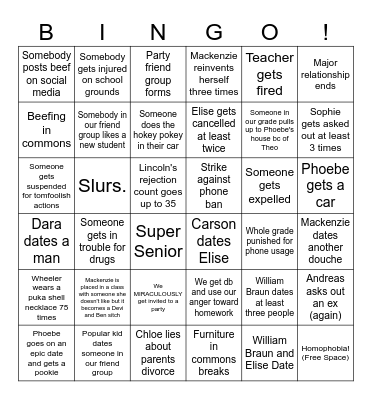 School Year Bingo Card