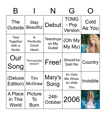 Taylor Swift (Debut) Bingo Card