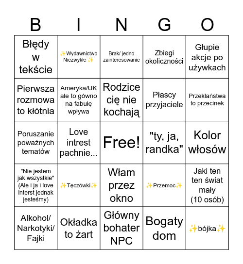 Ksionszki Bingo Card