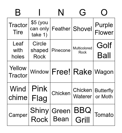 Camp Mamaw & Papaw BINGO Card