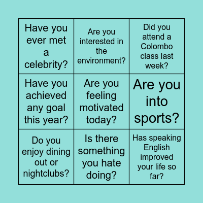 Bingo Classmate Bingo Card