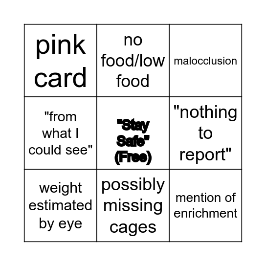 Vivarium Email Bingo Card Bingo Card