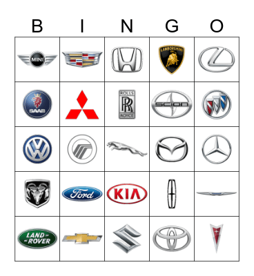 45 Automobile Logos Bingo Game Bingo Card