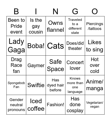Queer Bingo Card
