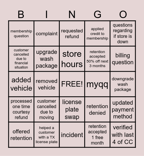 Quick Quack Calls Bingo Card