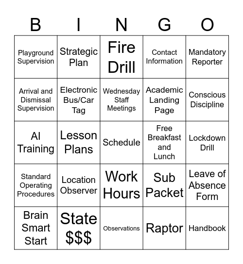 Team CDC BINGO Card