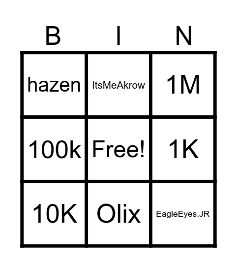 Big Pls Donate Bingo Card