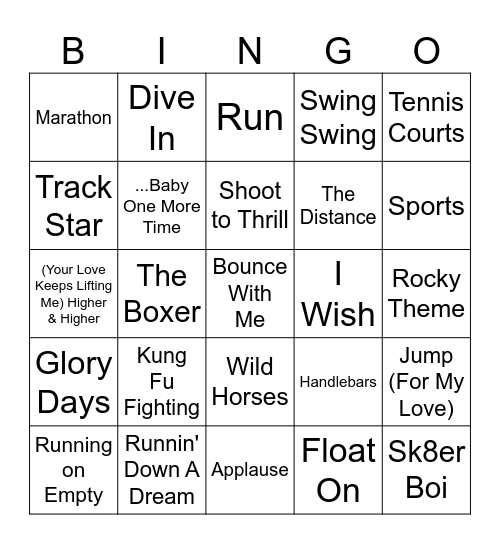 Olympic Sports Bingo Card