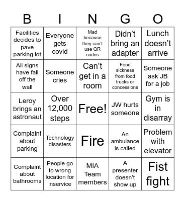 Inservice Bingo Card