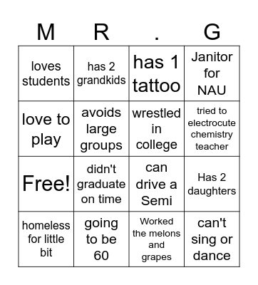 How G are You? Bingo Card