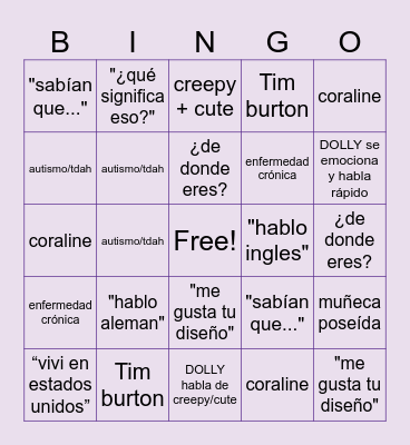 DOLLY stream BINGO Card
