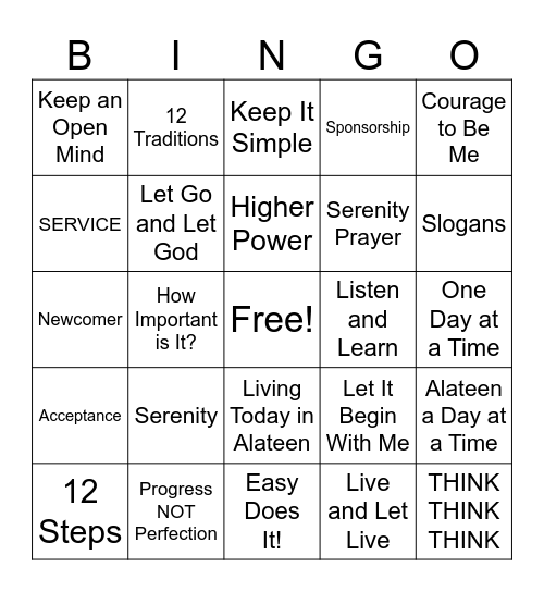 ALATEEN BINGO Card