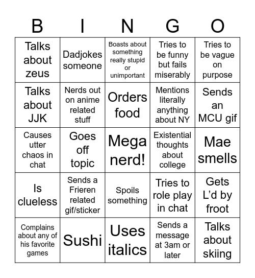 Mega stupid bingo Card