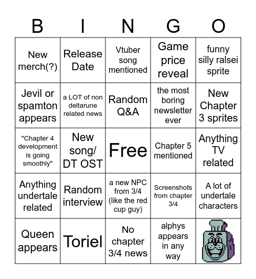 newsletter Bingo Card