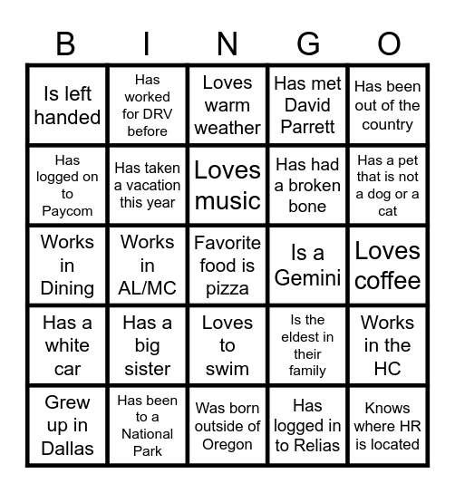 Bingo Icebreaker-Find Someone Who... Bingo Card