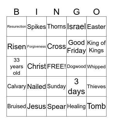 Easter Bingo Card