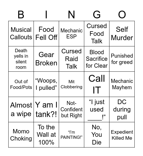 Round 1 Bingo Card